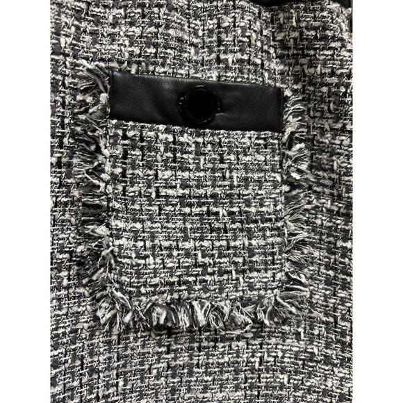Karl Lagerfeld Paris Black & White Tweed Faux Leather skirt Size 8.  Preppy - Picture 2 of 13